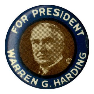 1920 Warren Harding For President Campaign Button (2882)