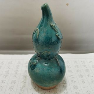 Chinese Old Porcelain Green Crackle Glazed Gourd Vase