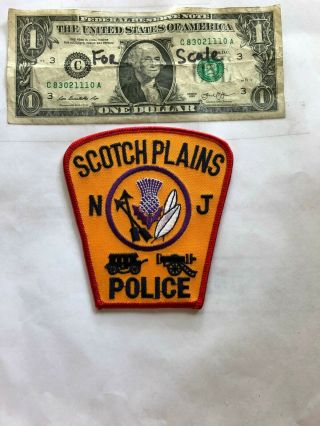 Scotch Plains Jersey Police Patch Un - Sewn In Great Shape