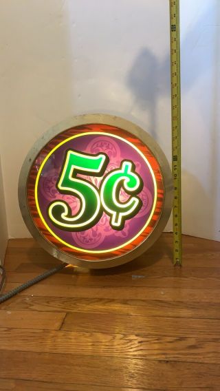 Vintage Sign Double Sided Light Up Casino 5 Cents