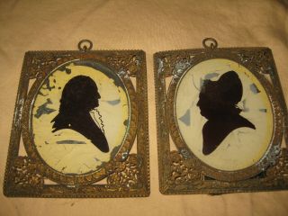 Antique Silhouette Pictures Of President George Washington & Martha Washinton