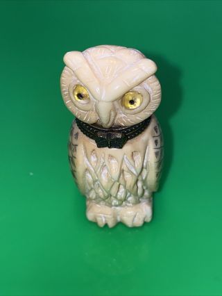 Antique Chinese Hand Carving Owl Old Bovine Bone Box