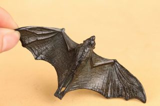 Chinese Bronze Handmade Fortune Bat Statue Figure Collect Ornament Gift