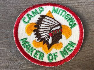 Vtg Bsa Boy Scouts Of America Camp Mitigwa Embroidered Patch Maker Of Men