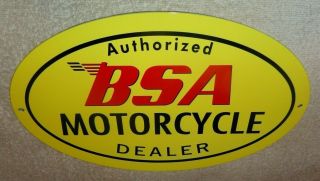 Vintage Bsa Motorcycle Dealer 12 " Metal Gasoline Oil Sign Birmingham Small Arms