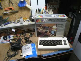 Vintage Commodore Vic - 20 Personal Home Computer With Box & Cables
