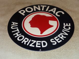 Vintage Pontiac Authorized Service Indian 12 " Metal Car Truck Gasoline Oil Sign