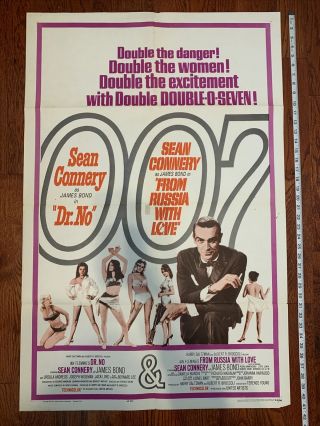 James Bond 007 Full Color Vintage Poster Dr.  No From Russia With Love