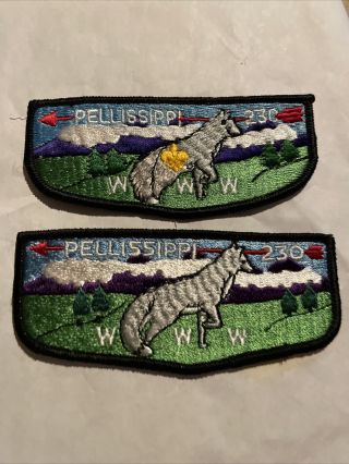 Pellissippi Lodge 230,  2 Oa Flaps,  Vintage Order Of The Arrow Bsa Www