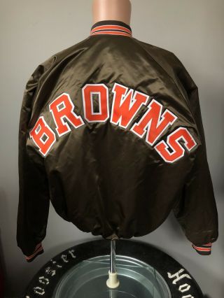 Vintage Cleveland Browns Spellout Satin Jacket Xl 90’s Chalkline