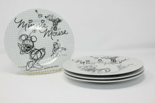 Nwt Disney Sketchbook Minnie Mouse Salad Plates Set Of 4