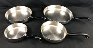 Vtg Farberware Stainless Steel Aluminum Clad Pan Set 7” 8” 10” 12” Made In Usa