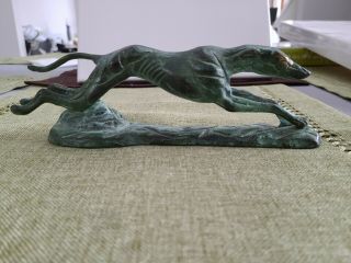 Vtg Solid Brass/bronze Racing Running Greyhound Whippet Dog Figurine On Base