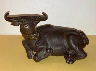 China Wucai Pottery Feng Shui Wealth Animal Buffalo Bull Ox Statue