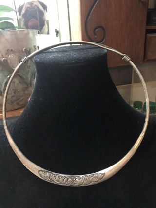 Vintage Silver Metal Oriental Chinese Dragon Chocker Necklace