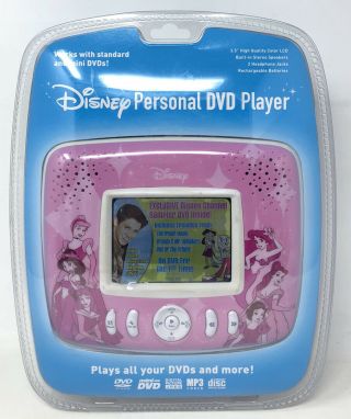 Disney Princess Pink Personal Dvd Player Dp3500 —built In Lcd Screen/speaker