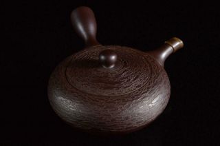 P4852: Japanese Banko - Ware Brown Pottery Shapely Teapot Kyusu Sencha