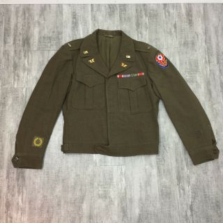 Ww2 Us Army Military Ike Green Wool Field Vintage Decorated Uniform Jacket 38r