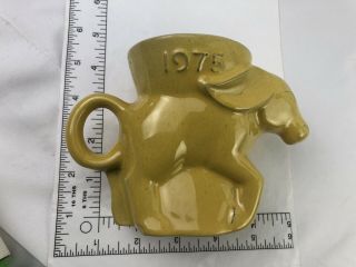 Frankoma Pottery Yellow Democratic Donkey 4 " Mug 1975 Pencil Cup