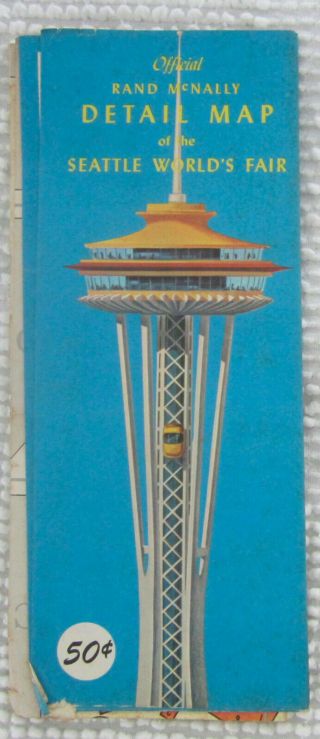 Official Rand Mcnally Detail Map Of The 1962 Seattle World 