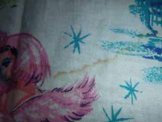 4 Vtg Curtain Panels Cotton Fabric Pink Turquoise Ballerina Pinch Pleat 23x60 