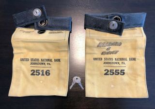 Vintage United States National Bank Canvas Lockable Bank Bag W/keys