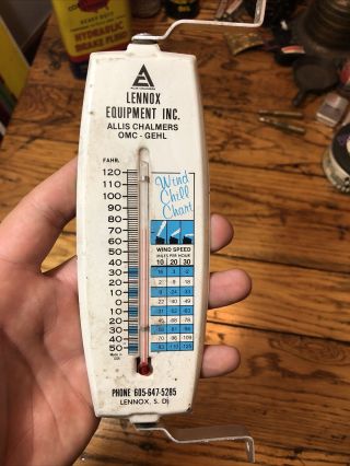 Vintage Allis Chalmers Gehl Tin Thermometer Sign Lennox South Dakota