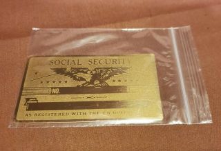 Antique Vintage Old Metal Brass Vintage Social Security Card U.  S.