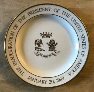Vtg Hay Adams Hotel 1989 George H.  W.  Bush Presidential Inauguration Dinner Plate