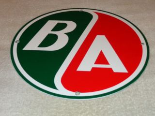 Vintage B/a British American 11 3/4 " Porcelain Metal Ba Gas Oil Sign Pump Plate