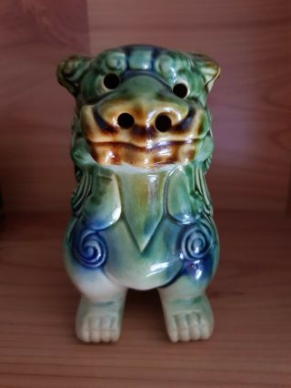 Vintage Chinese Asian Glazed Ceramic Foo Dragon Dog Statue 5.  5 " Tall
