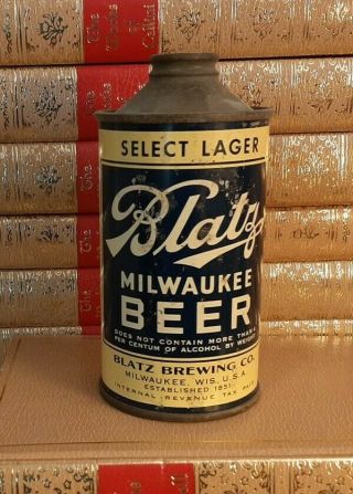 Vintage Blatz Milwaukee Beer Cone Top Beer Can Blatz Brewing Milwaukee Wi.  Irtp