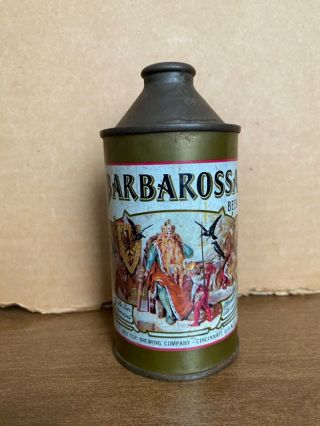 Vintage Barbarossa Cone Top Beer Can Red Top Brewing Co.  Cincinnati Ohio Irtp