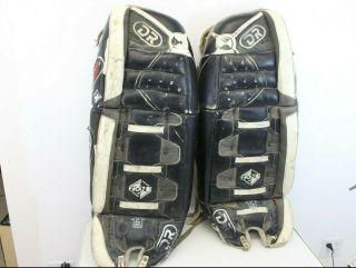 Vintage 35 Inch D&r Quantum 2 Leather Goalie Pads Black White