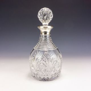 Vintage Eldridge Pope & Co Cut Glass Decanter With Solid Silver Collar