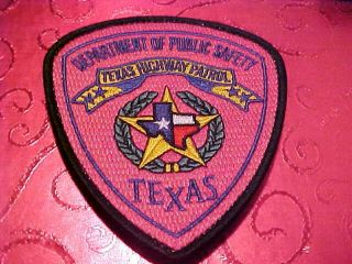 Texas Highway Patrol Pink Cancer Police Patch Shoulder Size Hook Back