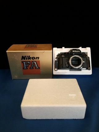 Vintage Nikon Fa Camera Black: Body Only,  Box,  Shows Minor Wear.