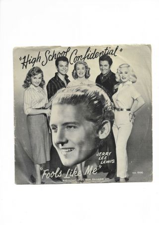 Jerry Lee Lewis High School Confidential Sun 296 1958 W/ Ps Rockabilly