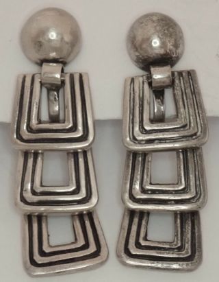 Vintage Los Castillo Taxco Mexico Sterling Silver Dangle Earrings