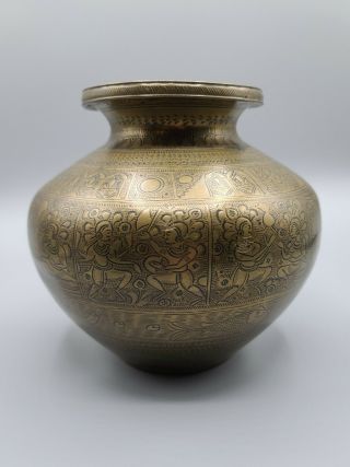 Antique 19th Century Brass Hindu/Indian Lota,  Sacred Holy Water Pot 2