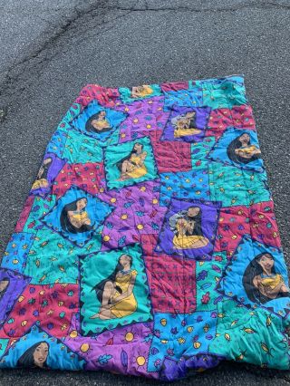 Vintage Disney Pocahontas Twin Bed Comforter Pocket Blanket 84”x62” C10