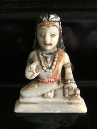 Antique / Vintage Indian Polychrome Decorated Carved Stone Deity