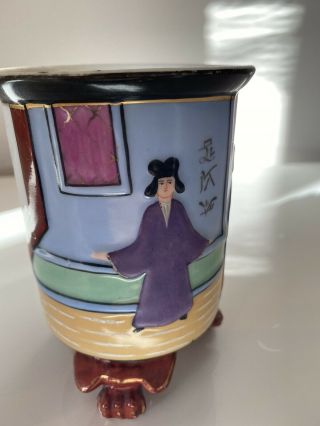 Unusual Antique Chinese Brush Pot,  Hand Painted,  Good Colouring And Gilding 3