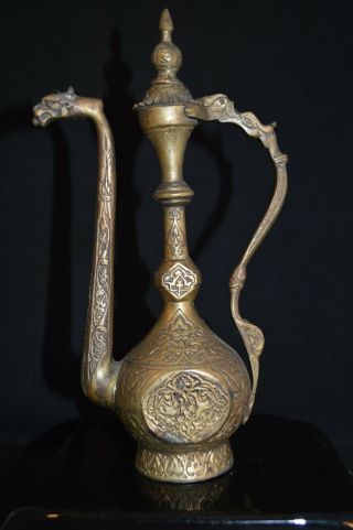 Antique Chinese Bronze Copper Tea Pot With Dragon Spout