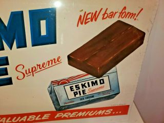 Vintage ESKIMO PIE ICE CREAM BAR LITHO SIGN Dairy Store Display Poster 50 ' s GIRL 3