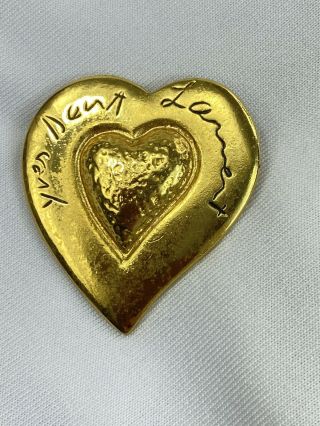 Vintage Yves Saint Laurent Signed Gold Heart Brooch 1.  5 " Made In Italy