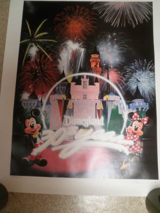 1985 Disneyland 30 years Charles Boyer signed print 23x29 