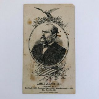 1881 President James A.  Garfield Memorial Advertising Card - Paris,  Illinois