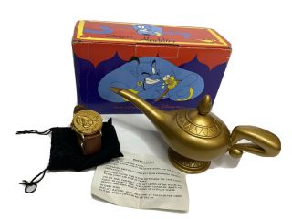 Disney Store 1992 Aladdin Genie Pop Up Watch Display Box & Genie Lamp