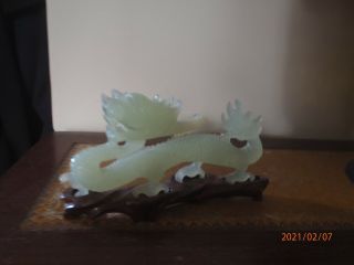 Chinese Carved Pale Green Soapstone Figure Of A Dragon